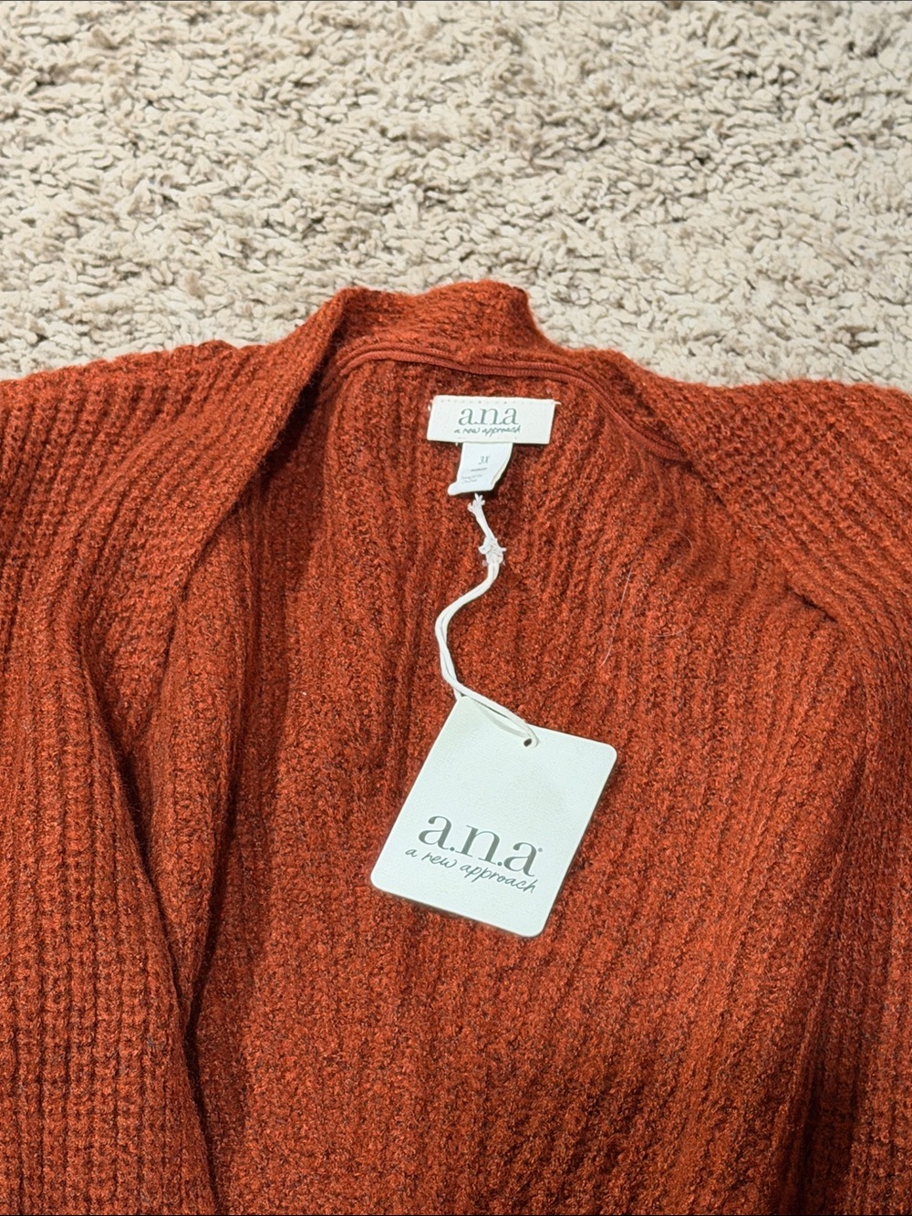 Open-Front Ribbed Cardigan Sweater - Rust - Picture 3 of 4